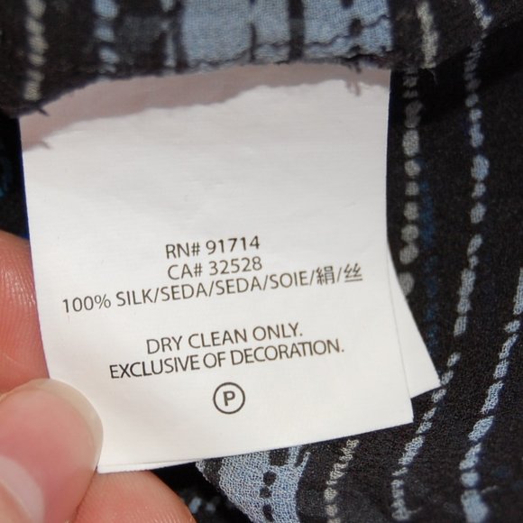 Armani Exchange Sheer Silk Black Striped Blouse M - Picture 7 of 8